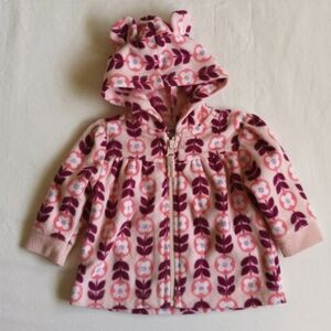 old navy pink floral fleece zip-up hoodie sweatshirt jacket 3-6 months baby girl